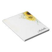 Gepersonaliseerde gele zonnebloem Waterverf Notitieblok (Schuin)