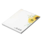 Gepersonaliseerde gele zonnebloem Waterverf Notitieblok (Linkerzijde)