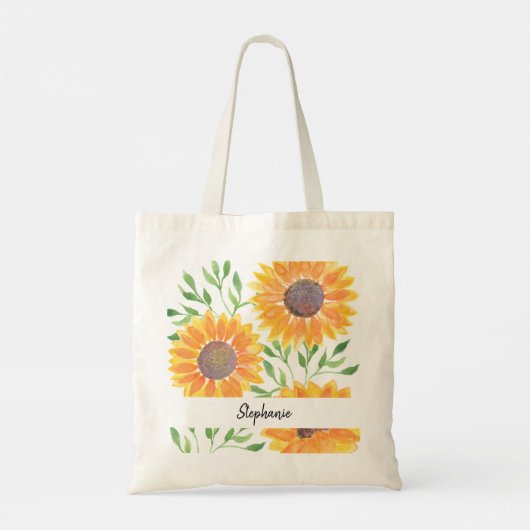 Gepersonaliseerde Gele Zonnebloemen Foliage Tote Bag (Achterkant)