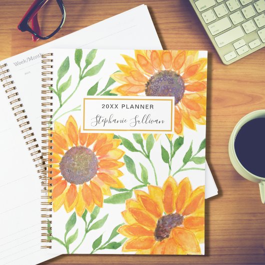 Gepersonaliseerde Gele Zonnebloemen Planner