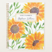 Gepersonaliseerde Gele Zonnebloemen Planner (Voorkant)