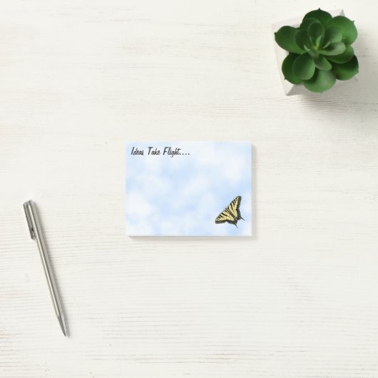 Gepersonaliseerde Gele Zwallowstaartvlinder Blauwe Post-it® Notes (Kantoor)