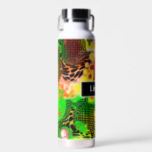 Gepersonaliseerde gele, zwarte, langgroene, vloeie waterfles (Voorkant)