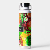 Gepersonaliseerde gele, zwarte, langgroene, vloeie waterfles (Achterkant)