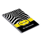 Gepersonaliseerde gele zwarte witte Zebra Stripe Notitieboek (Rechterzijde)
