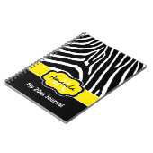 Gepersonaliseerde gele zwarte witte Zebra Stripe Notitieboek (Linkerzijde)