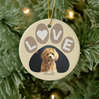 Gepersonaliseerde geliefde Bont Baby Paw Keramisch Ornament