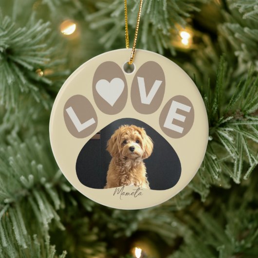 Gepersonaliseerde geliefde Bont Baby Paw Keramisch Ornament (Boom)