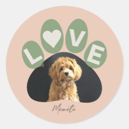 Gepersonaliseerde geliefde Bont Baby Paw Ronde Sticker
