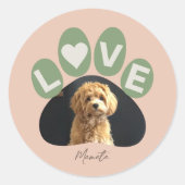 Gepersonaliseerde geliefde Bont Baby Paw Ronde Sticker (Voorkant)