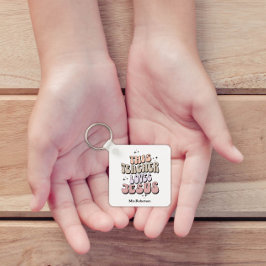 Gepersonaliseerde geloof retro leraar waardering sleutelhanger