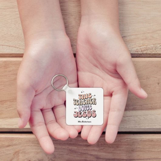 Gepersonaliseerde geloof retro leraar waardering sleutelhanger