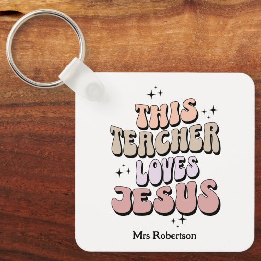 Gepersonaliseerde geloof retro leraar waardering sleutelhanger (Voorkant)