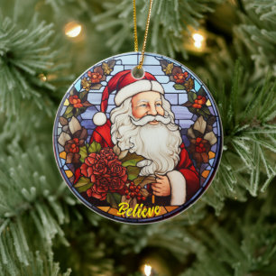 Gepersonaliseerde Geloof Santa Church Glas Keramisch Ornament