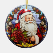 Gepersonaliseerde Geloof Santa Church Glas Keramisch Ornament (Voorkant)