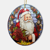 Gepersonaliseerde Geloof Santa Church Glas Keramisch Ornament (Links)