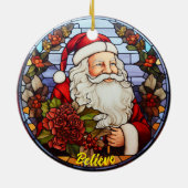Gepersonaliseerde Geloof Santa Church Glas Keramisch Ornament (Achterkant)