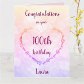 Gepersonaliseerde Gelukkige 100ste Verjaardag Kaart (Gele Bloem)