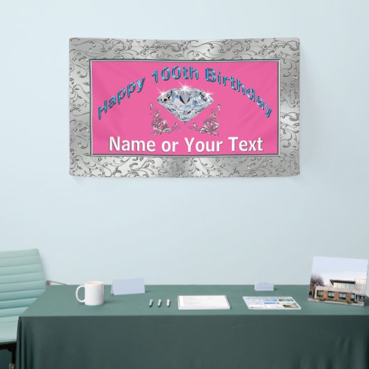 Gepersonaliseerde Gelukkige 100ste Verjaardagsbann Spandoek (Beurs)