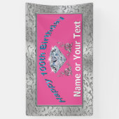 Gepersonaliseerde Gelukkige 100ste Verjaardagsbann Spandoek (Verticaal)