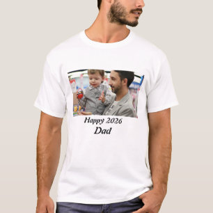 Gepersonaliseerde gelukkige 2026 papa foto t-shirt