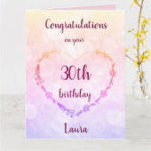 Gepersonaliseerde Gelukkige 30ste Verjaardag Kaart (Gele Bloem)