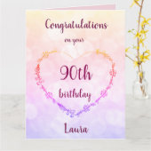 Gepersonaliseerde Gelukkige 90ste Verjaardag Kaart (Gele Bloem)