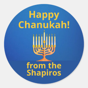 Gepersonaliseerde gelukkige Chanoeka! Menorah Ronde Sticker