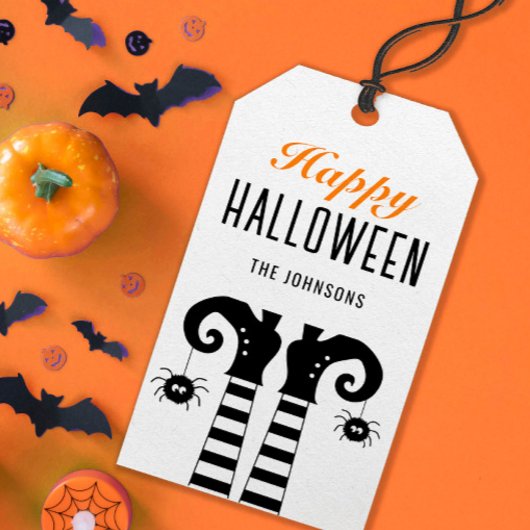 Gepersonaliseerde Gelukkige Halloween Heksenvoeten Cadeaulabel