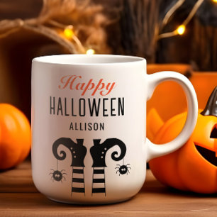 Gepersonaliseerde gelukkige Halloween heksenvoeten Koffiemok