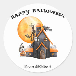 Gepersonaliseerde Gelukkige Halloween met Leuke Ge Ronde Sticker