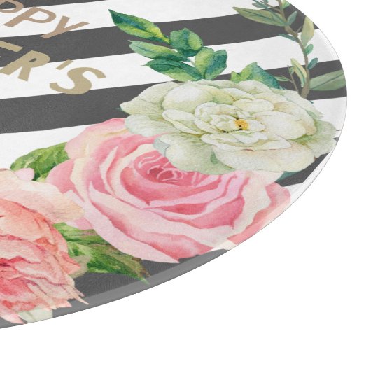 Gepersonaliseerde Gelukkige Moederdag Roze Bloemen Snijplank (Hoek)