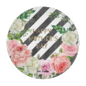 Gepersonaliseerde Gelukkige Moederdag Roze Bloemen Snijplank (Voorkant)