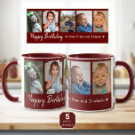 Gepersonaliseerde Gelukkige Verjaardag 5 Foto Coll Mok<br><div class="desc">Uniek aandenken verjaardagscadeau voor grootouders mok met happy birthday typografie en 5 foto's van kleinkinderen met hun namen.</div>