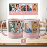 Gepersonaliseerde Gelukkige Verjaardag 5 Foto Coll Mok<br><div class="desc">Uniek aandenken verjaardagscadeau voor grootouders mok met happy birthday typografie en 5 foto's van kleinkinderen met hun namen.</div>