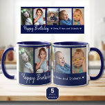 Gepersonaliseerde Gelukkige Verjaardag 5 Foto Coll Mok<br><div class="desc">Uniek aandenken verjaardagscadeau voor grootouders mok met happy birthday typografie en 5 foto's van kleinkinderen met hun namen.</div>
