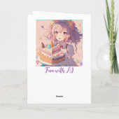 Gepersonaliseerde Gelukkige Verjaardag Anime Meisj Kaart (Achterkant)