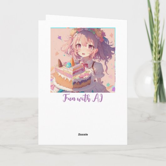 Gepersonaliseerde Gelukkige Verjaardag Anime Meisj Kaart (Achterkant)