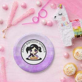 Gepersonaliseerde Gelukkige Verjaardag Anime Meisj Papieren Bordje