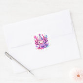 Gepersonaliseerde Gelukkige Verjaardag Axolotl Ronde Sticker (Envelop)