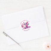 Gepersonaliseerde Gelukkige Verjaardag Axolotl Ronde Sticker (Envelop)