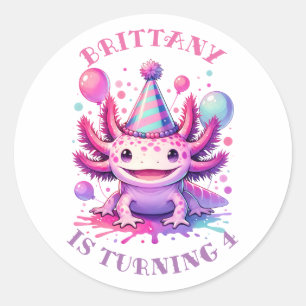 Gepersonaliseerde Gelukkige Verjaardag Axolotl Ronde Sticker