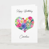 Gepersonaliseerde Gelukkige Verjaardag Bloemkrans Kaart (Voorkant)