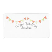 Gepersonaliseerde gelukkige verjaardag bunting cad etiket (Voorkant)