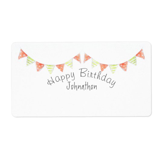 Gepersonaliseerde gelukkige verjaardag bunting cad etiket (Voorkant)
