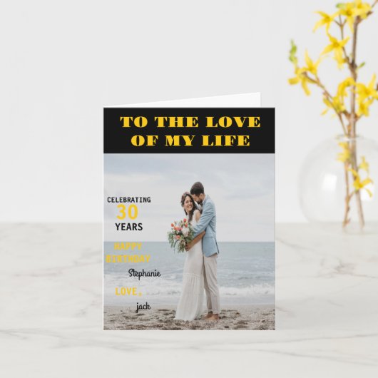 Gepersonaliseerde Gelukkige Verjaardag Foto Liefde Kaart (Gele Bloem)