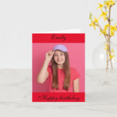 Gepersonaliseerde Gelukkige Verjaardag Foto vrouw  Kaart (Gele Bloem)