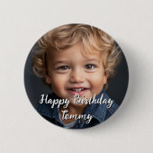 Gepersonaliseerde Gelukkige Verjaardag Naam en Fot Ronde Button 5,7 Cm (Voorkant)