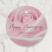 Gepersonaliseerde gelukkige verjaardag roze roos bedankjes labels (Achterkant)