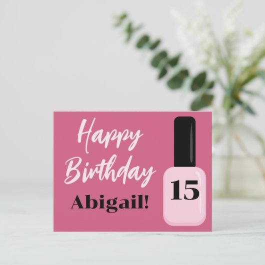 Gepersonaliseerde Gelukkige Verjaardag Trend Roze  Briefkaart (Staand voorkant)